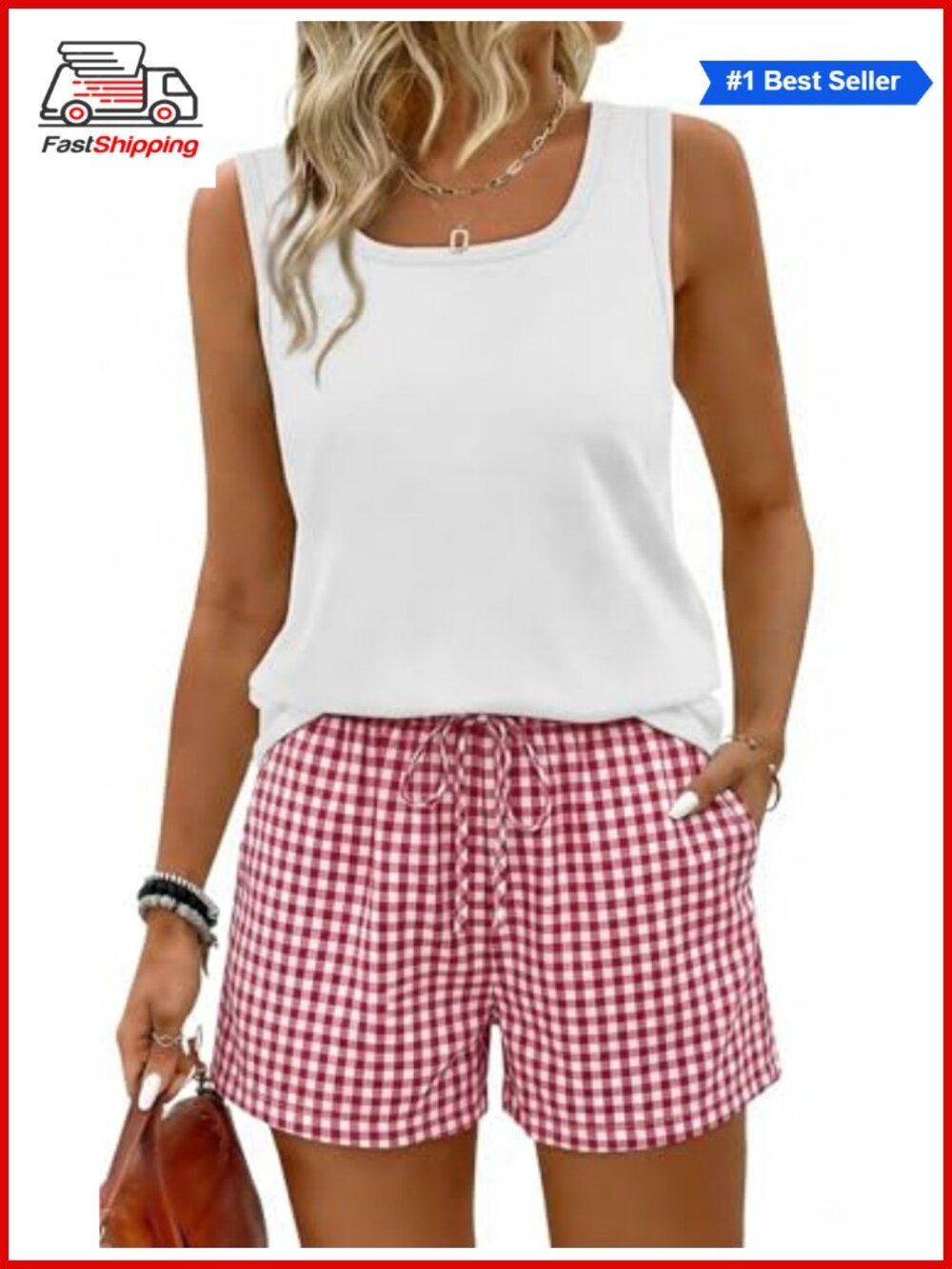 ✨Women's 2 Piece Tank Top and Shorts Lounge Set with Pockets